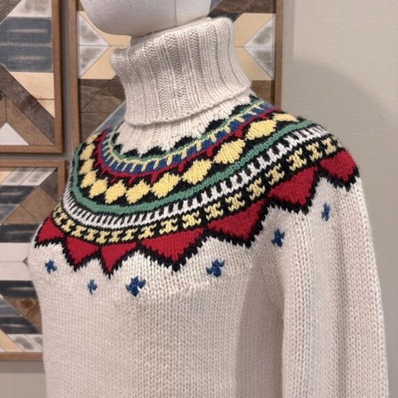 Ralph Lauren Vintage Fair Isle Hand Knit Tricote A La Main Wool Sweater Medium - Picture 4 of 10